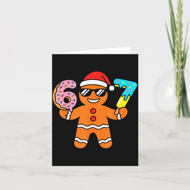 Funny Gingerbread Six Seven 67 Ice Cream Drip Chri Card (Front)