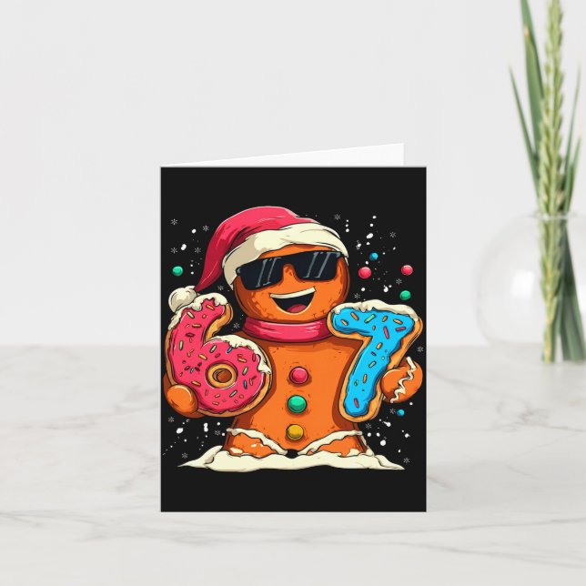 Funny Gingerbread Six Seven 67 Ice Cream Drip Chri Card (Front)