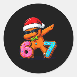 Funny Gingerbread Six Seven 67 Ice Cream Drip Chri Classic Round Sticker