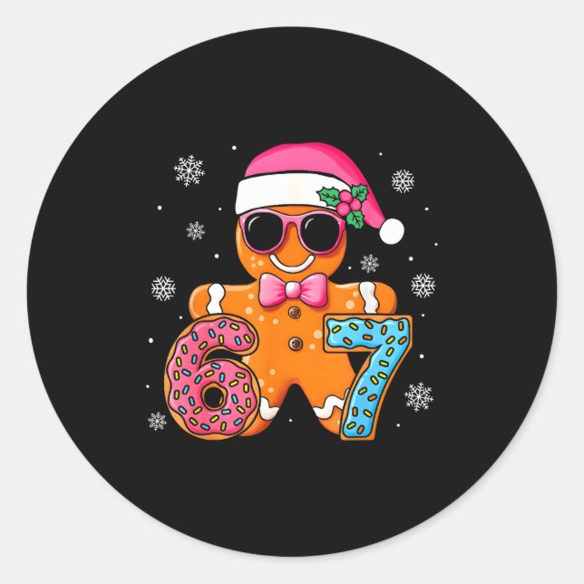 Funny Gingerbread Six Seven 67 Ice Cream Drip Chri Classic Round Sticker (Front)