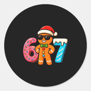 Funny Gingerbread Six Seven 67 Ice Cream Drip Chri Classic Round Sticker