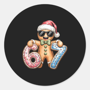 Funny Gingerbread Six Seven 67 Ice Cream Drip Chri Classic Round Sticker