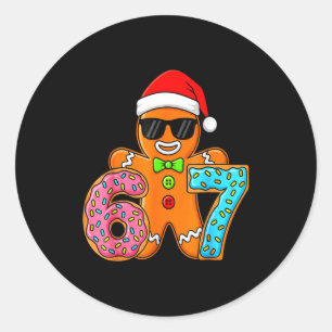 Funny Gingerbread Six Seven 67 Ice Cream Drip Chri Classic Round Sticker