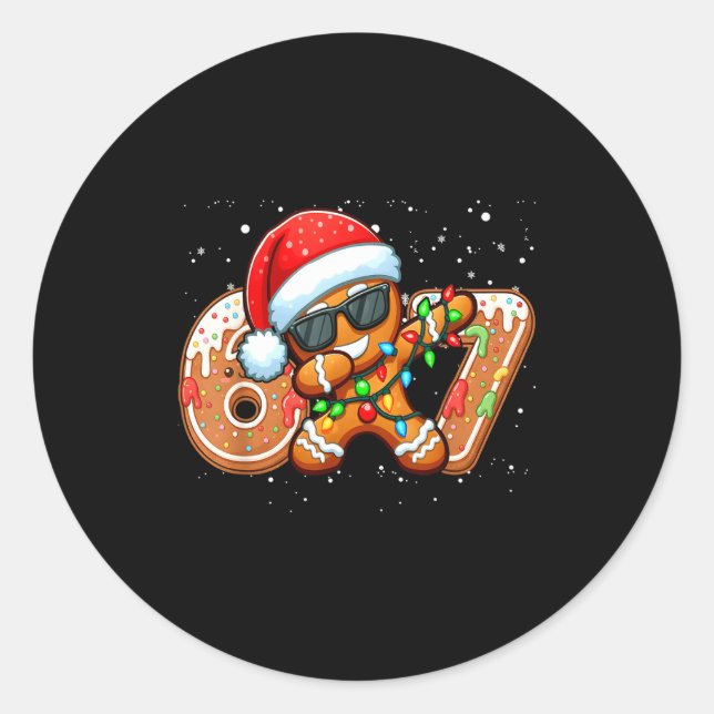 Funny Gingerbread Six Seven 67 Ice Cream Drip Chri Classic Round Sticker (Front)