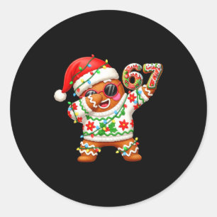 Funny Gingerbread Six Seven 67 Ice Cream Drip Chri Classic Round Sticker