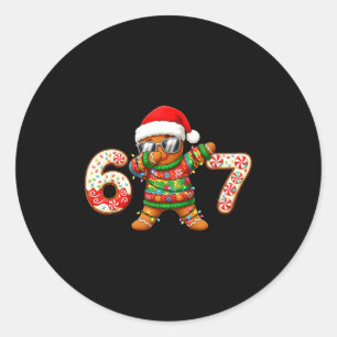 Funny Gingerbread Six Seven 67 Ice Cream Drip Chri Classic Round Sticker