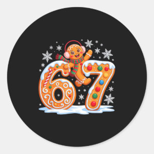 Funny Gingerbread Six Seven 67 Ice Cream Drip Chri Classic Round Sticker