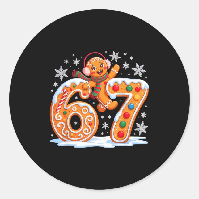 Funny Gingerbread Six Seven 67 Ice Cream Drip Chri Classic Round Sticker (Front)