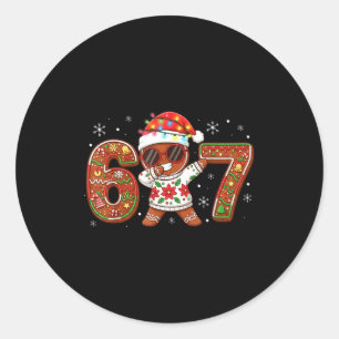 Funny Gingerbread Six Seven 67 Ice Cream Drip Chri Classic Round Sticker