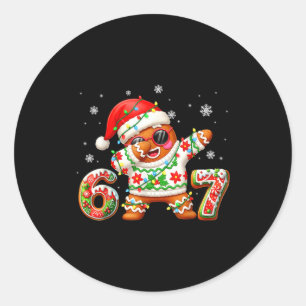 Funny Gingerbread Six Seven 67 Ice Cream Drip Chri Classic Round Sticker