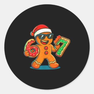Funny Gingerbread Six Seven 67 Ice Cream Drip Chri Classic Round Sticker