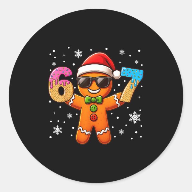 Funny Gingerbread Six Seven 67 Ice Cream Drip Chri Classic Round Sticker (Front)