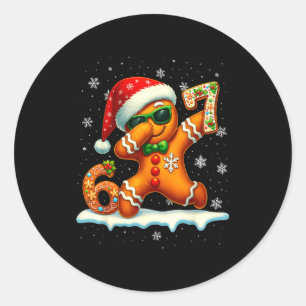 Funny Gingerbread Six Seven 67 Ice Cream Drip Chri Classic Round Sticker