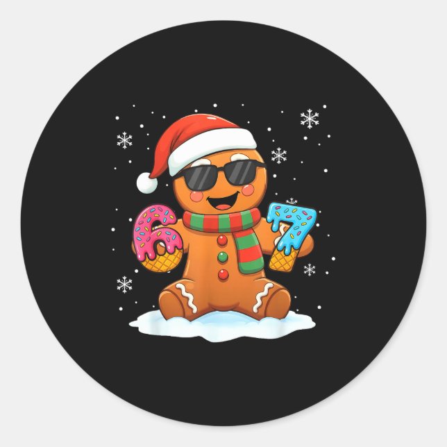 Funny Gingerbread Six Seven 67 Ice Cream Drip Chri Classic Round Sticker (Front)