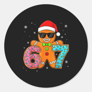 Funny Gingerbread Six Seven 67 Ice Cream Drip Chri Classic Round Sticker