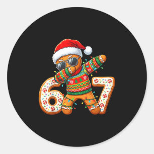 Funny Gingerbread Six Seven 67 Ice Cream Drip Chri Classic Round Sticker