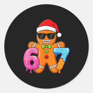 Funny Gingerbread Six Seven 67 Ice Cream Drip Chri Classic Round Sticker
