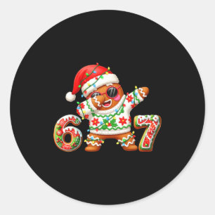 Funny Gingerbread Six Seven 67 Ice Cream Drip Chri Classic Round Sticker