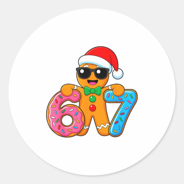 Funny Gingerbread Six Seven 67 Ice Cream Drip Chri Classic Round Sticker (Front)