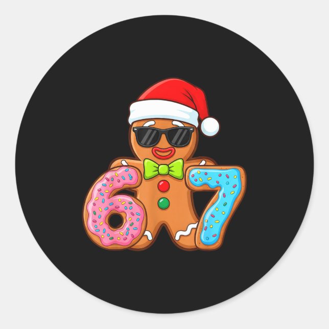 Funny Gingerbread Six Seven 67 Ice Cream Drip Chri Classic Round Sticker (Front)