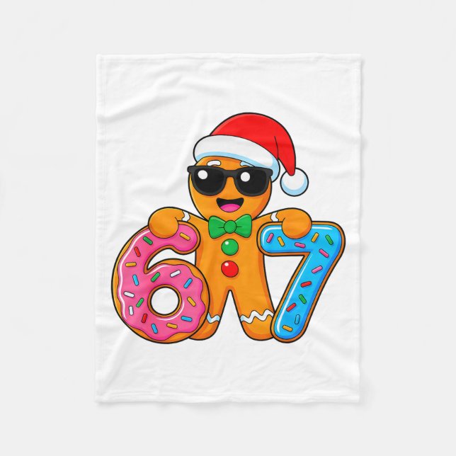 Funny Gingerbread Six Seven 67 Ice Cream Drip Chri Fleece Blanket (Front)