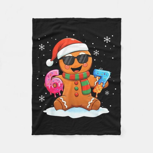 Funny Gingerbread Six Seven 67 Ice Cream Drip Chri Fleece Blanket (Front)