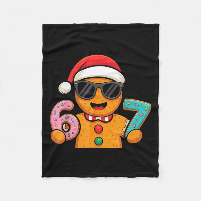 Funny Gingerbread Six Seven 67 Ice Cream Drip Chri Fleece Blanket (Front)