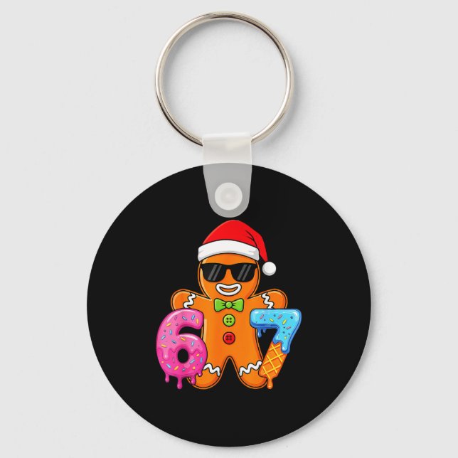 Funny Gingerbread Six Seven 67 Ice Cream Drip Chri Key Ring (Front)