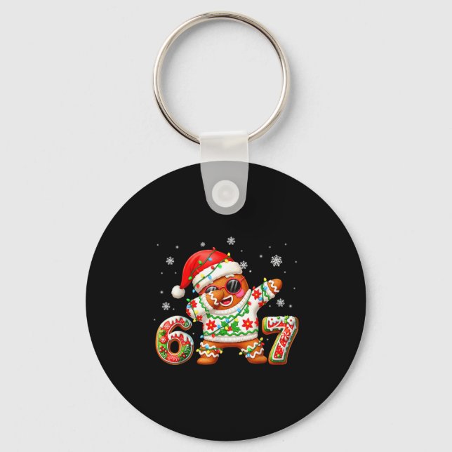 Funny Gingerbread Six Seven 67 Ice Cream Drip Chri Key Ring (Front)