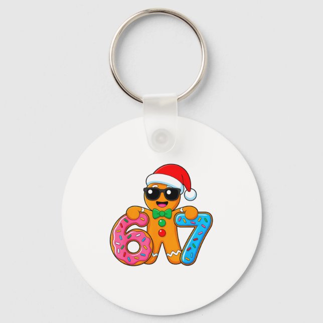 Funny Gingerbread Six Seven 67 Ice Cream Drip Chri Key Ring (Front)