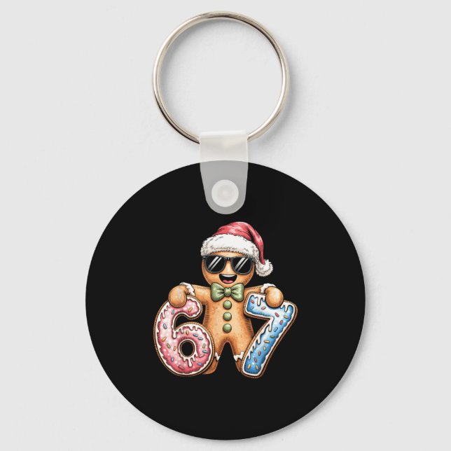 Funny Gingerbread Six Seven 67 Ice Cream Drip Chri Key Ring (Front)