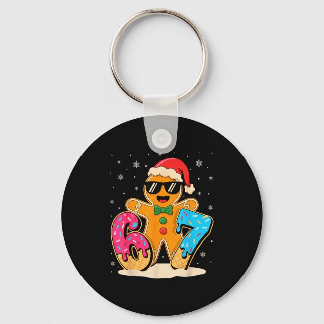 Funny Gingerbread Six Seven 67 Ice Cream Drip Chri Key Ring (Front)
