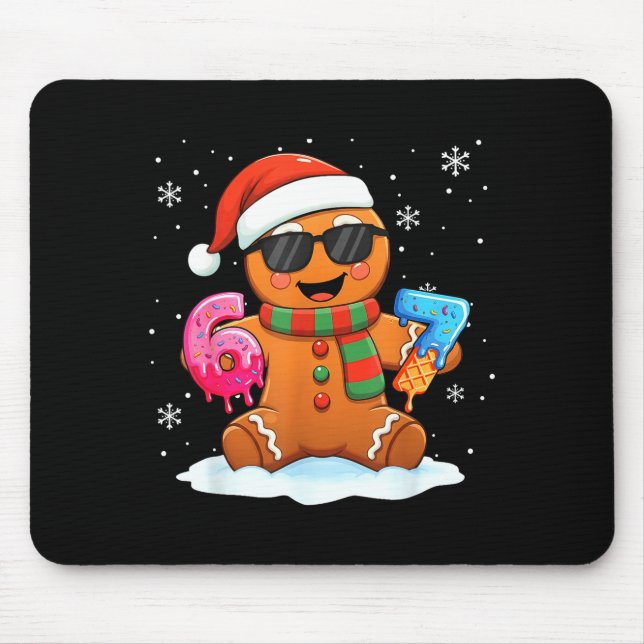 Funny Gingerbread Six Seven 67 Ice Cream Drip Chri Mouse Mat (Front)