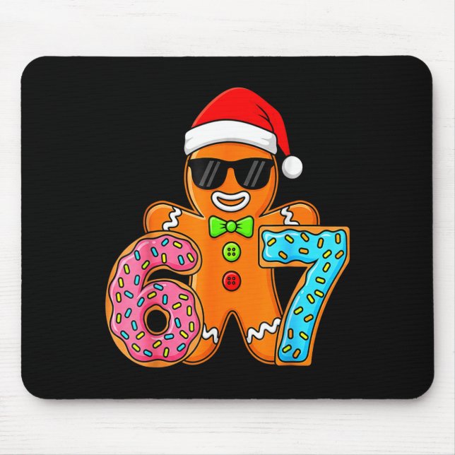 Funny Gingerbread Six Seven 67 Ice Cream Drip Chri Mouse Mat (Front)