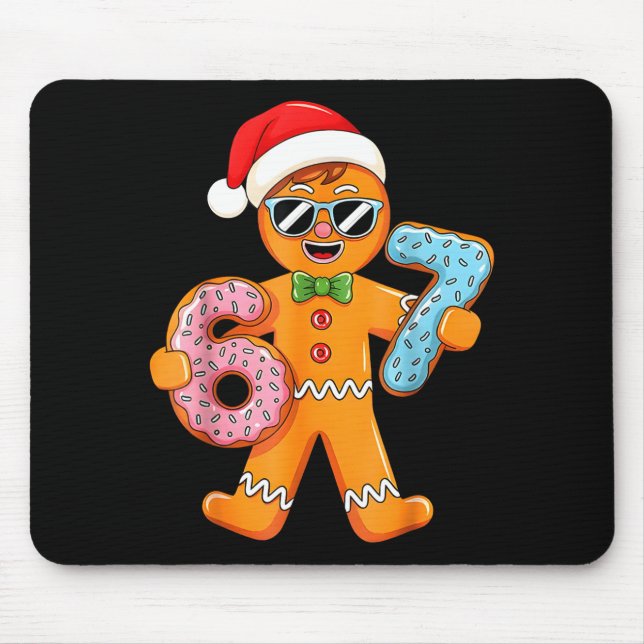 Funny Gingerbread Six Seven 67 Ice Cream Drip Chri Mouse Mat (Front)