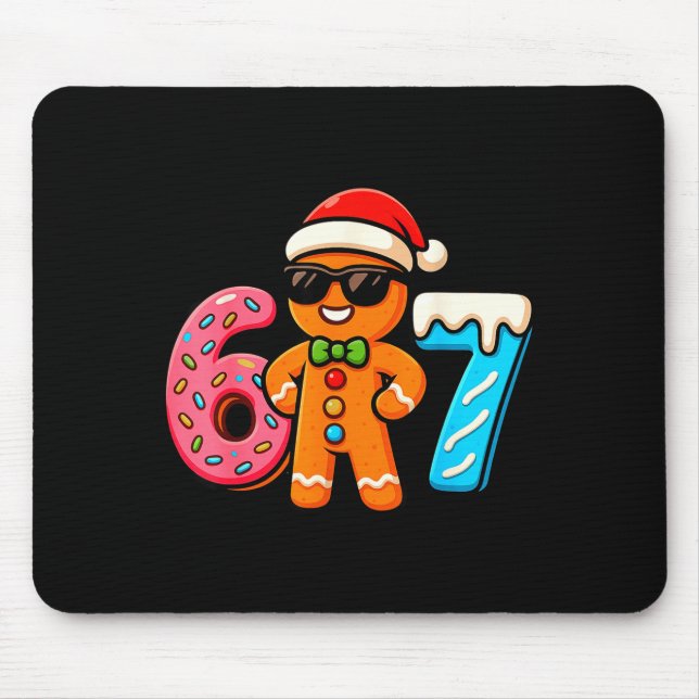 Funny Gingerbread Six Seven 67 Ice Cream Drip Chri Mouse Mat (Front)