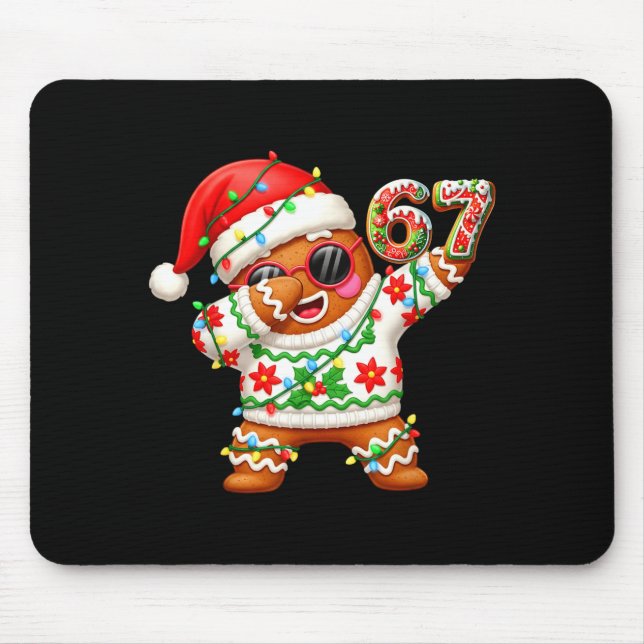 Funny Gingerbread Six Seven 67 Ice Cream Drip Chri Mouse Mat (Front)