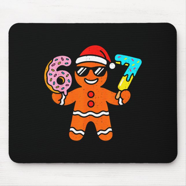 Funny Gingerbread Six Seven 67 Ice Cream Drip Chri Mouse Mat (Front)