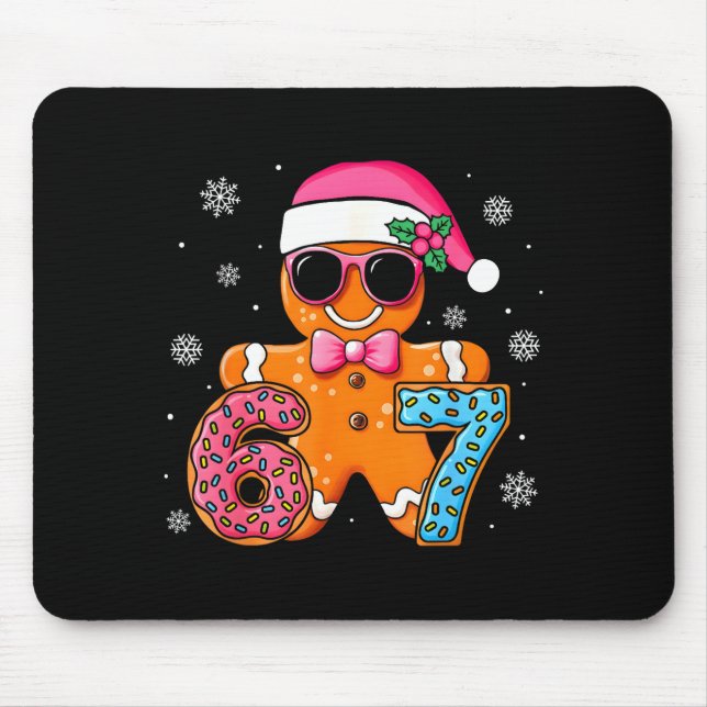Funny Gingerbread Six Seven 67 Ice Cream Drip Chri Mouse Mat (Front)