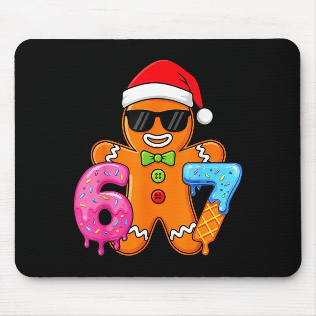 Funny Gingerbread Six Seven 67 Ice Cream Drip Chri Mouse Mat (Front)