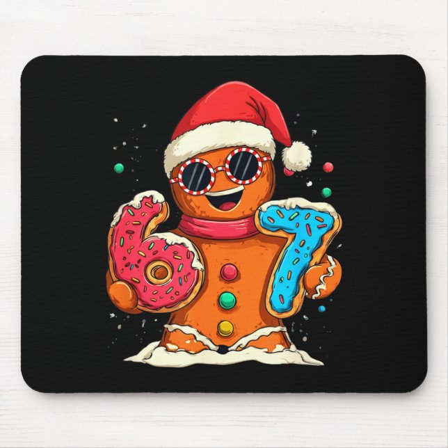 Funny Gingerbread Six Seven 67 Ice Cream Drip Chri Mouse Mat (Front)