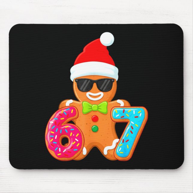 Funny Gingerbread Six Seven 67 Ice Cream Drip Chri Mouse Mat (Front)