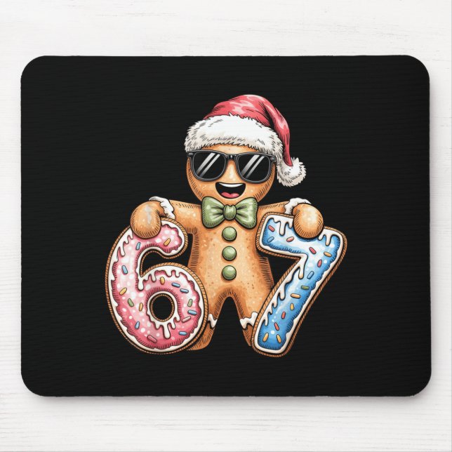 Funny Gingerbread Six Seven 67 Ice Cream Drip Chri Mouse Mat (Front)