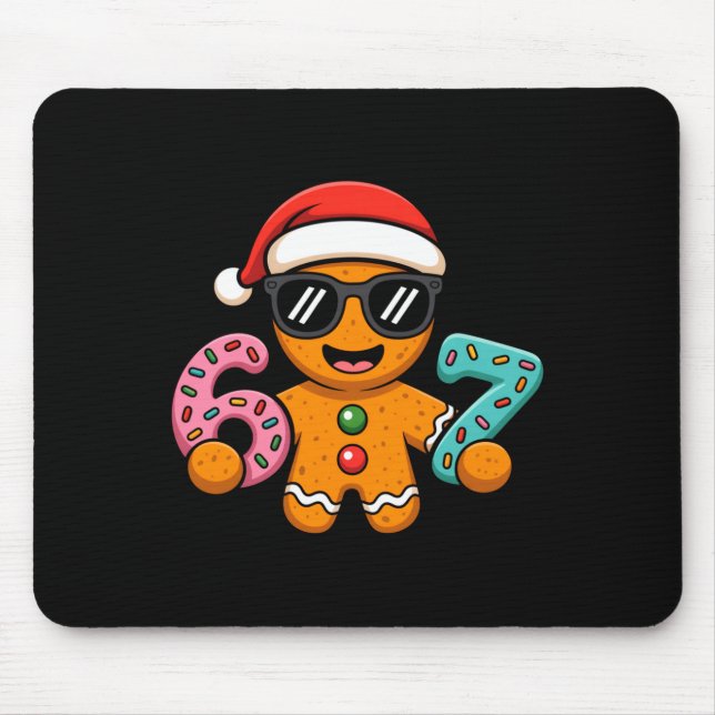 Funny Gingerbread Six Seven 67 Ice Cream Drip Chri Mouse Mat (Front)
