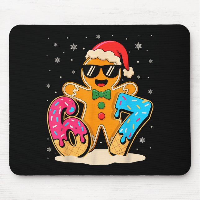 Funny Gingerbread Six Seven 67 Ice Cream Drip Chri Mouse Mat (Front)