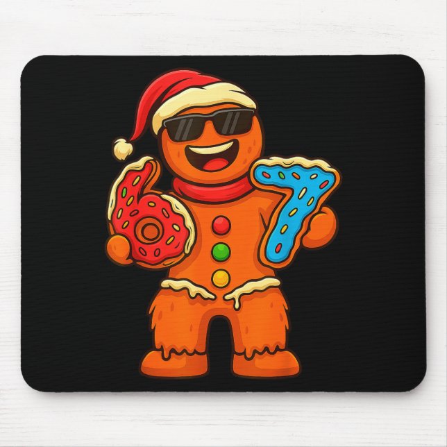 Funny Gingerbread Six Seven 67 Ice Cream Drip Chri Mouse Mat (Front)