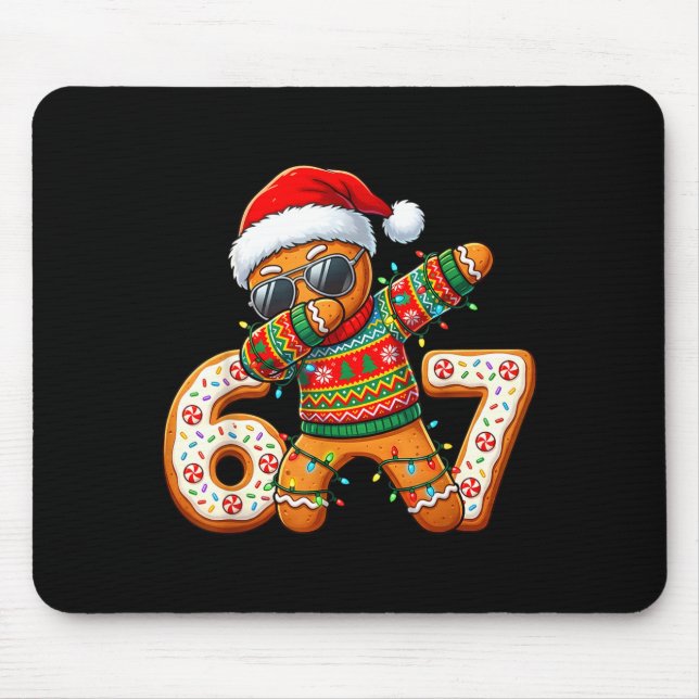 Funny Gingerbread Six Seven 67 Ice Cream Drip Chri Mouse Mat (Front)