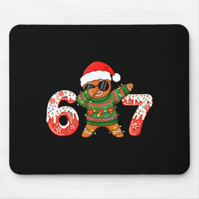 Funny Gingerbread Six Seven 67 Ice Cream Drip Chri Mouse Mat (Front)
