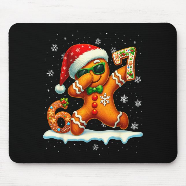 Funny Gingerbread Six Seven 67 Ice Cream Drip Chri Mouse Mat (Front)