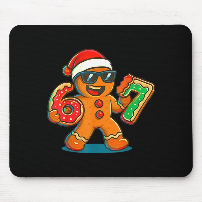 Funny Gingerbread Six Seven 67 Ice Cream Drip Chri Mouse Mat (Front)